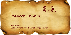 Rothman Henrik névjegykártya